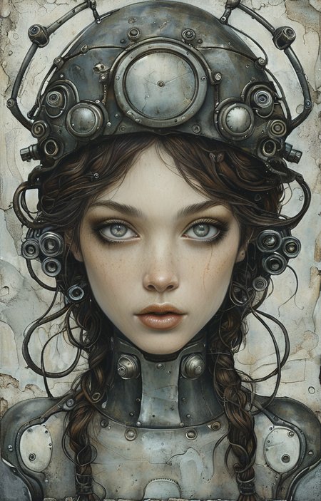 masterpiece,best quality,<lora:tbh220-sdxl:0.9>,illustration,style of Jessica Galbreth portrait of Housework robots