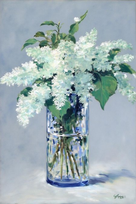 edmanet1 painting.
A bouquet of lilacs in a glass vase.  <lora:edmanet1_cap_d6a3e13:1.0><lora:834764475224687190:0>