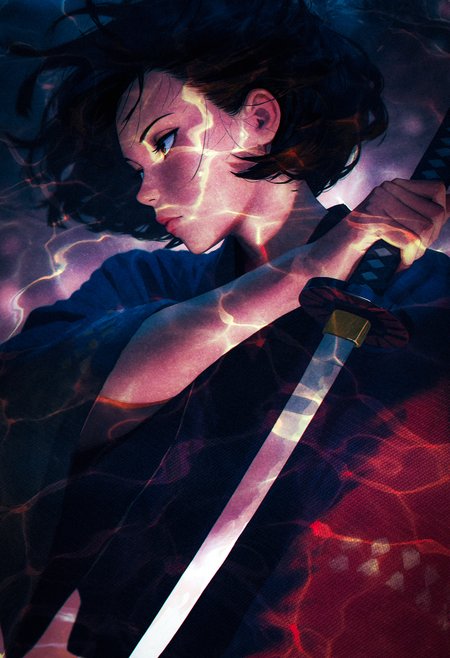 <lora:nhl-001-20:0.8> nhl-001,
(by some1else45:1.25), 
(by guweiz:1.25), painterly sketch illustration, nose, lips, 
perspective, depth of field, blurry background,
1girl, holding katana, facing to the side, expressionless, dynamic pose, textured clothes, textured background, textured skin, textured foreground,  floating hair, short hair, 
masterpiece, best quality, amazing quality, very aesthetic,