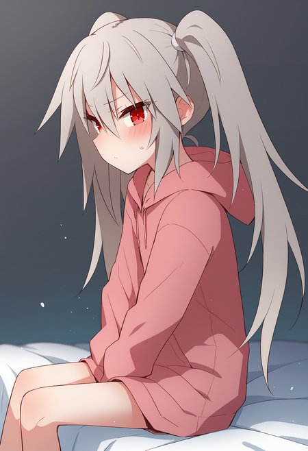 score_9, score_8_up, score_7_up BREAK
source_anime, rating_safe, from side, looking at viewer, sitting, lotus position, solo, blush, shy, 1girl, eletrasan, grey hair, long hair, red eyes, twintails, hoodie <lora:elena_trafalgarPXL3_epoch_4:1>