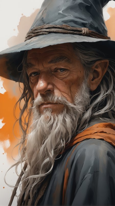 Powerful Gandalf portait, thinking, Storm Aura,  warm color, comic style, perfect anatomy, centered, approaching perfection, dynamic, highly detailed, concept art, smooth, sharp focus, illustration, art by Carne Griffiths and Wadim Kashin, trending on artstation, sharp focus, studio photo, intricate details, highly detailed, by greg rutkowski, kids story book style, muted colors, watercolor style, muted colors, watercolor style
 <lora:add-detail-xl:1>