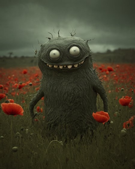 <lora:Johan_Potma_Art_Style_SDXL-000008:0.9> creature freaks monster
Floating in a poppy meadow 
<lora:chdmchlwrd:1.0> chdmchlwrd style  dark photography
detailed, whimsical