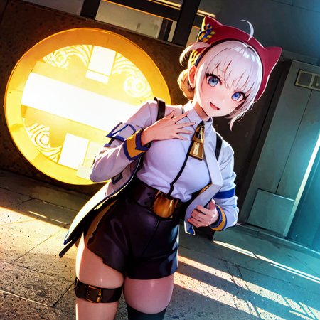 masterpiece, best quality, photorealistic, 3D, shiny_skin, shiny_hair, dynamic angle, beautiful detailed glow, HDR, Rembrandt lighting, colorful refraction, lens flare, bloom, film Reflection, chromatic aberration, light diffusion, public indecency, cowboy shot, deep meaning, physically-based rendering, bright, vibrant, intricate, 1girl,ooshiro mashiro,<lora:ooshiro mashiro:1.0>,  :d