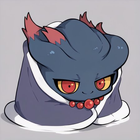 score_9, score_7_up, source_anime, <lora:CozyBlanket_pdxl_Incrs_v1:1> blanket, under covers, chibi, smile, <lora:MisdreavusPKMN-pdxl:1> misPKMN, pokemon \(creature\), ghost, no humans, yellow sclera, red eyes, bead necklace, simple background