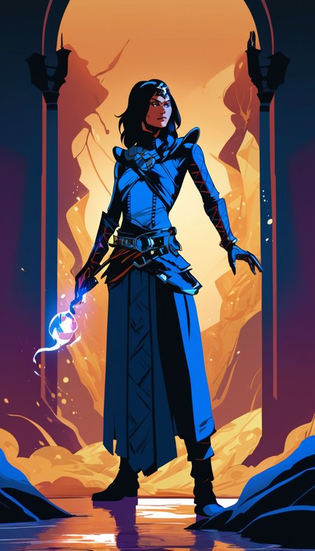 Cinematic scene, hero view, d4s sorceress, action pose, detailed background, masterpiece, best quality, high quality, absurdres <lora:diablo_4_sorceress_v0.0.2:1>, Vector art, Vivid colors, Clean lines, Sharp edges, Minimalist, Precise geometry, Simplistic, Smooth curves, Bold outlines, Crisp shapes, Flat colors, Illustration art piece, High contrast shadows, Technical illustration, Graphic design, Vector graphics, High contrast, Precision artwork, Linear compositions, Scalable artwork, Digital art