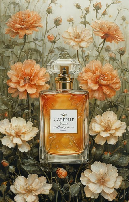 masterpiece,best quality,<lora:tbh45-sdxl:0.9>,illustration, A bottle of perfume in garden