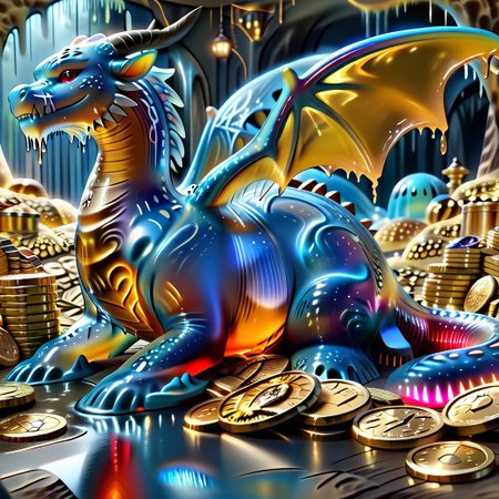 1dragon, highly detailed blue dragon, blue dragon made out of slime, scaly blue slime dragon, slime dragon with red eyes, blue slime dragon laying in its hoard, blue slime dragon with wings, dragon wings, 
multi-colored gems made out of slime, in a room of treasure made out of slime, gold coins and bars made out of slime, individual coins made out of slime, gold slime coins, piles of coins, 
treasure-room, treasure, gemstone, coins, gold bars, gold pile, 
everything made of slime, No simple background,
((translucent slime)), ((transparent slime)), (bioluminescent slime), sl1m3, slime, ais-blmn, watce, je11y, thickwater, great lighting, ral-lava, even lighting, no bright spots, saturated colors,