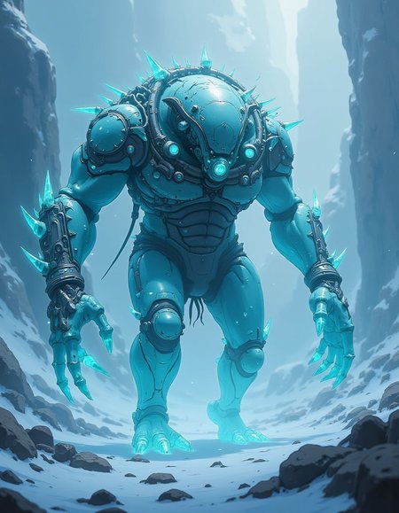 <lora:ck-FantasticalCreatures:1>, ck-fntstcl, a fantastical alien creature trapped in ice, <lora:CPA:0.7>