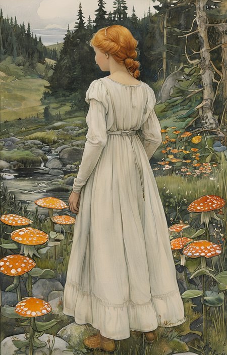 masterpiece,best quality,<lora:tbh142-sdxl:0.8>,indoor,illustration,style of Elsa Beskow,