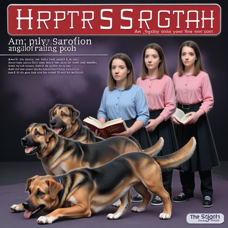 <lora:Animorph_-_pony:1> animorph, girl, morph, dog, left to right transformation, multiple people, 5 stage transformation, gradual transformation,  book cover