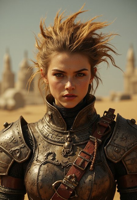 Vibrant Colorful Realistic analog photo, very detailed, hyper detailed, photorealistic, hyperdetailed, uhd, 4k, the focus of the image is on the witch, extreme closeup Face Portrait, extreme face closeup, head focus, Realistic analog photo, awesome, high Quality, photorealistic, atmospheric lighting, volumetric lighting, cinematic, Epic Film Quality, dense Sand storm, dust, floating Sand,
Capture the essence of medieval valor in this close-up shot: a weathered knight with spiked hair in high collar armor bearing a bold text crafted masterfully from its metal "buzz". Positioned in a morning dueling arena, he awaits his opponent with a stance of readiness. Let the fluttering banners and flags in the wind tell the story of anticipation and honor on the battlefield.