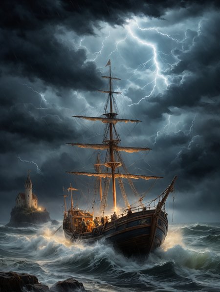 oil painting,
a small medieval fishing boat and crew in a storm,
34K uhd, masterpiece, high detail, 8k, intricate, detailed, high resolution, high res, high quality, <lora:add-detail-xl:1.8>, highly detailed, Extremely high-resolution details, fine texture,