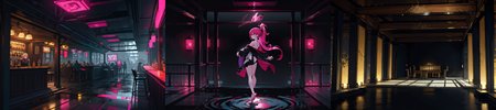 highly insanely detailed, masterpiece, top quality, best quality, highres, 4k, 8k, RAW photo, (very aesthetic, beautiful and aesthetic), 
__lazy-wildcards/subject/env-bg-interior/cyberpunk_club/prompts__, 
<lora:Cyberpunk_Club:0.3>, 
(1girl:1.3), 1other, 
__lazy-wildcards/dataset/background__,âââ
