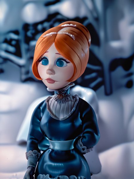 score_9, score_8_up, score_7_up, score_6_up, score_5_up,    <lora:JessicaCXLP:1> jessicac, 1girl, solo, orange hair, blue eyes, snow, dress, portrait,