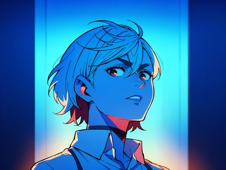 score_9, score_8_up, score_7_up, score_6_up, score_5_up,   <lora:dandadanXLP:1> dan, 1girl, blue lighting, portrait, short hair,