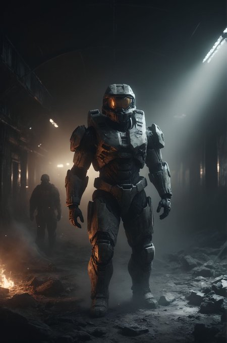 Halo Artwork
Many details everywhere. soft shadows. Low saturation colors. Insane quality. Insane resolution. Insane details. Masterpiece. 32k resolution.
Dramatic,Dynamic,Cinematic,Sharp details
 <lora:dvr-lnds-sdxl:0.4> dvr-lnds-sdxl <lora:add-detail-xl:1>   <lora:casting shadow style v2:0.1> casting shadow style, cucoloris patterned illumination  <lora:MJ52:0.051> <lora:ral-apoctvisn-sdxl:0.1> ral-apoctvisn <lora:ral-mtclniscp-sdxl:0.1> ral-mtclniscp <lora:SDXLFaeTastic2400:0.1> <lora:zavy-cntrst-sdxl:0.1> dark, chiaroscuro, low-key <lora:zavy-rmlght-sdxl:0.1> zavy-rmlght