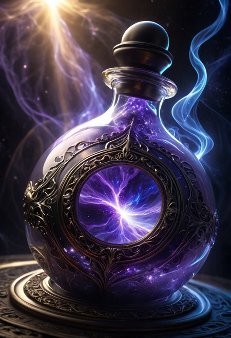 Score_9, Score_8, high_def, highest_quality, 8k, best_quality, masterpiece, photorealistic, magic_potion, ornate_glass_bottle, neon_silver, black, swirling_ethereal_mist, glowing_runes, wax_seal, ancient_symbols, intricate_patterns, potion_glow, luminous_liquid, dynamic_reflections, intense_magical_shimmer, highly_detailed, fantasy_essence, bubbling_liquid, radiant_glow, metallic_filigree, floating_stardust, arcane_energy, crackling_energy, glowing_aura, mystical_fog, glowing_motes, raw_power, cosmic_energy, surreal_glow, vibrant_colors, dramatic_lighting, cinematic_effects, ultra_realistic, hyper_detailed, magical_atmosphere, otherworldly_essence, glowing_particles, radiant_aura, divine_energy, epic_scale, cosmic_wonder, intense_focus, surreal_beauty, fantasy_art, glowing_highlights, intricate_details, mesmerizing_glow, ultra_vivid, hyper_realistic, magical_power, ethereal_light, cosmic_glow, surreal_fantasy, ultra_detailed, vibrant_glow, cinematic_lighting, intense_emotion, epic_fantasy, surreal_magic, ultra_vivid_colors, hyper_realistic_details, cosmic_magic, divine_glow, surreal_energy, ultra_detailed_art,