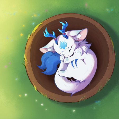 (masterpiece, best quality:1.1),  <lora:N11_KinokoV2_22_1206:0.7>, fantasy kinoko, solo, sleeping, nest,