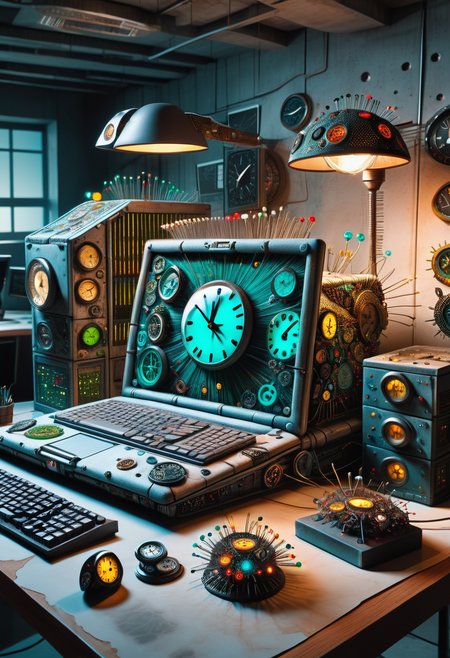 hyper detailed masterpiece, dynamic, awesome quality,DonMN33dl3P1ll0wXL stealthy spy network operations center, laptop/computer,weathered map,table lamp,clocks,lost scroll, concrete flooring, bioluminescent organisms, rim lighting, cyberpunk, sci-fi   <lora:DonMN33dl3P1ll0wXL:1>