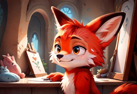 score_9, score_8_up, score_7_up, score_6_up, score_5_up, score_4_up, 
Sonic, g5, 1boy, <lora:Fox_Character_PonyXL:0.8> ,  Foxy, two long ears, fur, anthro, 1boy,  Fox, inside, rich colors, crystal castle, Crystal Empire, crystal heart in the center of the square, presents a painting of rabbits and pony, aroused, front view, detailed background, Tails the foxy, solo, detailed, 8k quality, side view, beautiful, teasing, easel and brushes, leaned to the floor, close up, freely actions,