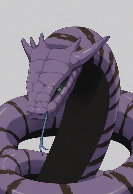 score_9, score_8_up, score_7_up, score_6_up, score_5_up, score_4_up, BREAK (snake, slit pupils, green eyes, purple body, body markings, black eye markings, 2 pair of horns, black belly scales, forked tongue, cowboy, cowboy hat, cowboy)
Wild west, cowboy