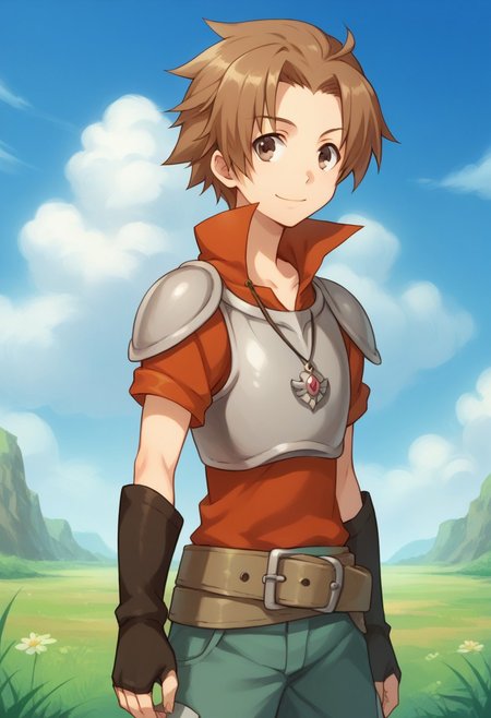 score_9, score_8_up, score_7_up, source_anime, highly detailed, 
albafru, 1boy, solo, male focus, brown hair, brown eyes, armor, shorts, belt, jewelry, smile, upper body,
outdoor, sky, clouds,