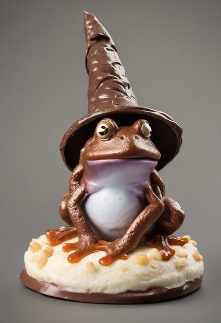 frog with a wizard hat made of chocolate