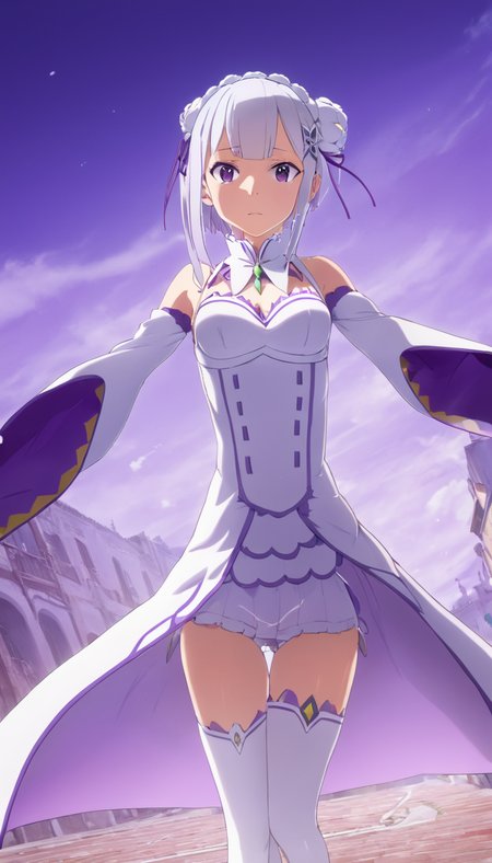 Cinematic scene, hero view, Emilia, RE:ZERO <lora:emilia:1>, action pose, vivid, detailed background, masterpiece, best quality, high quality, absurdres