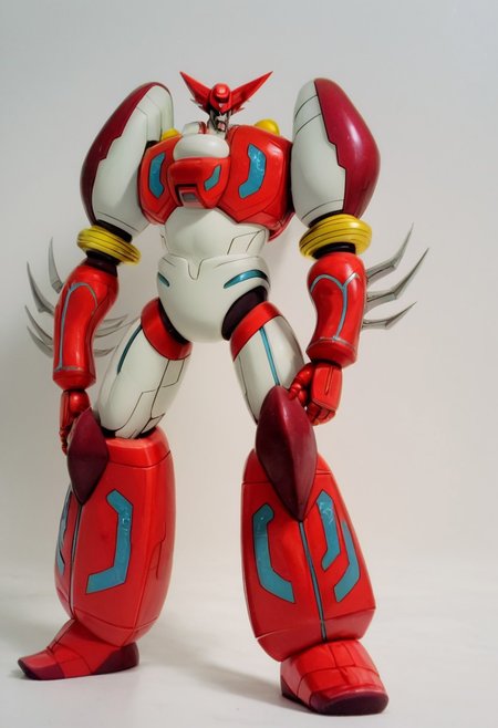 score_9, score_8_up, score_7_up, score_6_up, score_5_up, score_4_up, 4k quality, highly detailed face, (shin getter, mecha, super robot, red and white, horns), best quality, masterpiece, simple background, full body, front angle,  muscular Transformers, Animation, <lora:Transformers 86 FT:1>
