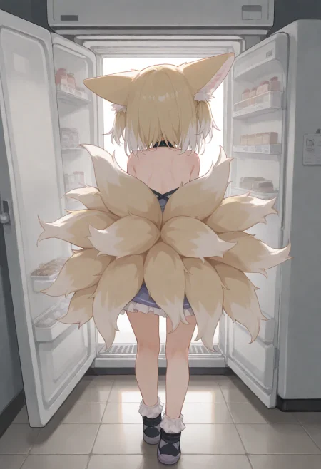 1girl, suzuran (arknights), walking to refrigerator, 
(zankuro:0.2), wagashi \(dagashiya\), chen bin, very awa, very aesthetic, masterpiece, best quality, amazing quality, absurdres  <lora:ponyv6_noobV1_2_adamW:0.5> <lora:n_XLNBVP1lokrV6311P:0.2> <lora:748cmXLNBVP1lokrV6311PZ:0.2> <lora:ricotte2:0.2>