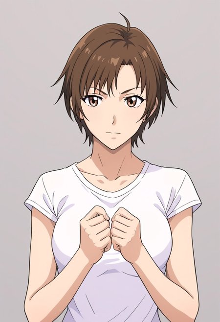 ((Master Chimchiurri)), tomboy, SFW, rating_all, score_10, score_8_up, score_7_up, beautiful, realistic, detailed, perfect, quality, vector, flat colors, masterpiece, Y4Y01S4NV1, Nijihara_Yayoi,1girl, brown hair, brown eyes, perfect hands, perfect fingers, perfection hands, perfection fingers, casual clothes