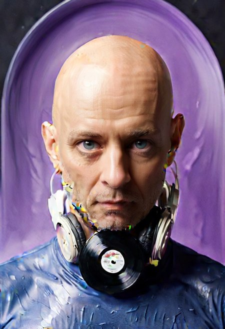 bald head, smooth bald head, ral-vynlrcrdz, bck, Moby Grape, the bald DJ. Moby playing records in a club, club DJ,