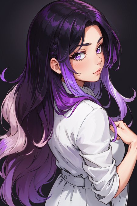 1girl, long hair, ((ombre purple hair)), two-tone hair, multicolored hair, <lora:Ombre Hair:0.7>, long hair, close-up, solo, looking at viewer,