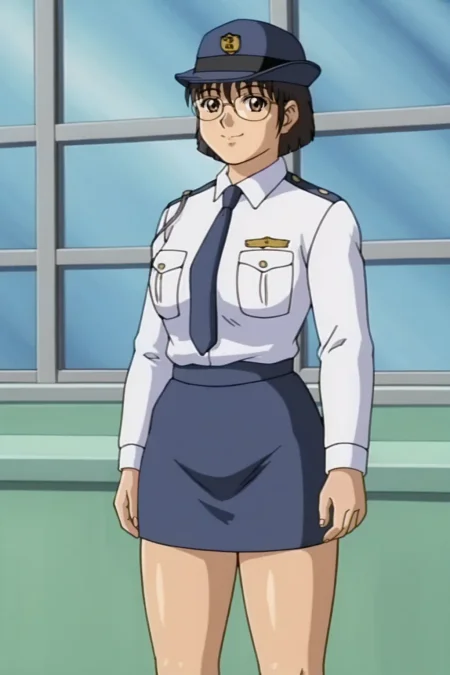 score_9, best, masterpiece, uncensored,
1girl, solo, smile, retro artstyle, 1990s (style),
LTHRMNTomoko, police, policewoman, police hat, short skirt,
<lora:LeathermanTomoko_V2:0.8>​​​