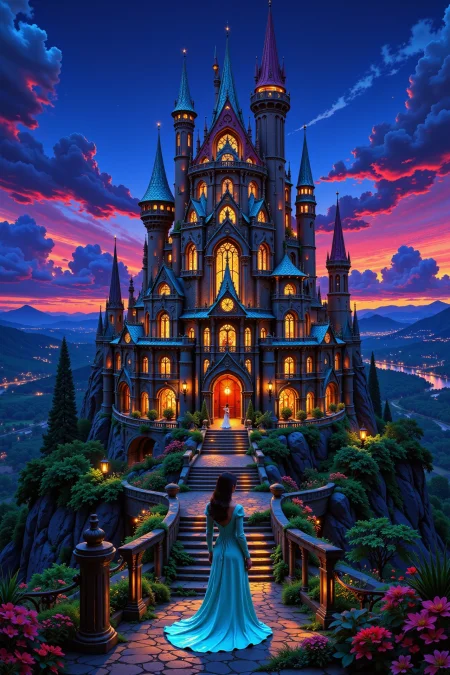 castle beautiful  landscape, evening, woman, very intricate, very detailed, sharp, bright, colorful, <lora:Hand v2:0.5> <lora:Anti-Blur:1><lora:Insane Detail Slider:0.25>  <lora:flux.1_lora_flyway_Epic-detail_v2:0.3> <lora:fluxenhancer:0.25>  <lora:ROWER:0.6>