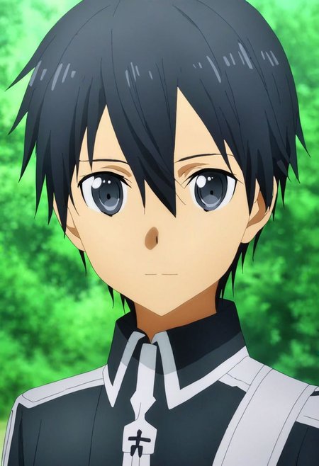 high resolution, solo, best quality, 1Boy, Kazuto Kirigaya, Black Hair, Black Eyes, Looking at viewer, happiness, depth of field, half body, outdoor, OverallDetail