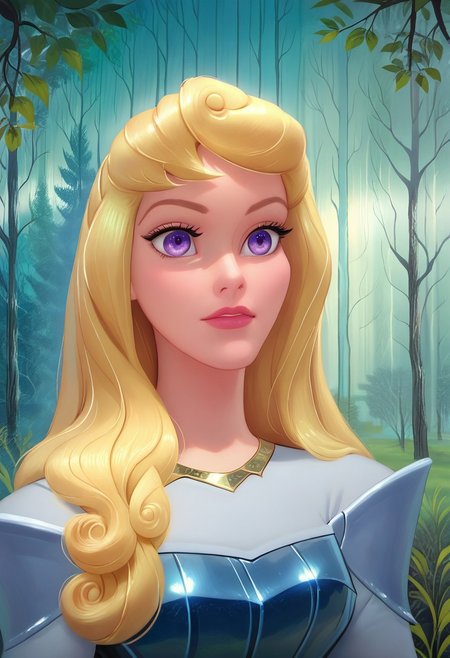 score_9, score_7_up, hd, (ultra hd quality details), masterpiece, best quality, detailed, amazing quality, detailed background, forest and stream background, detailed eyes, clean eyes, brstyle, aurora (1girl, blonde hair, violet eyes,) dressed in pale blue knight armor