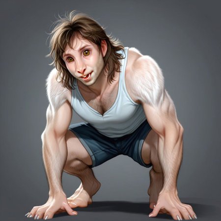 .1man,25 years old,(brown hair,long hair,wavy hair,layered hair),handsome,(transformation,species transformation:0.8) into (rabbit),feral transformation,confused,realistic,full body shot,body horror,((rabbit paws)),looking down at hands,buck teeth, rabbit teeth,((rabbit ears)),lengthening ears,man morphing into rabbit, embarrassed,(realistic fur, rabbit fur, fluffy fur,brown fur,detailed fur texture),(human eyes),rabbit pupils,human head,human face,rabbit legs,digitigrade,on all fours,rabbit snout,