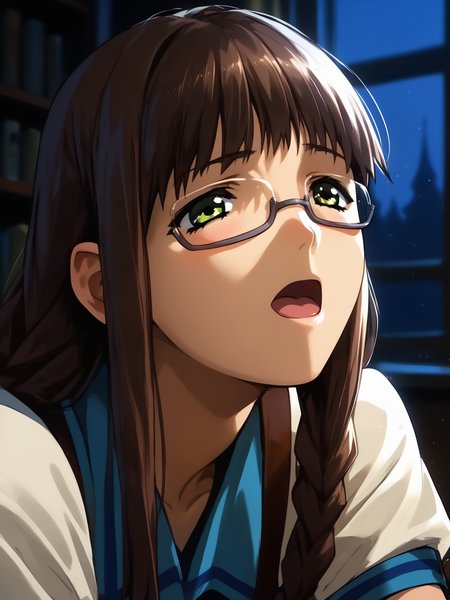 (, solo focus:1.2) <lora:happy_tentacle-hikaru-v0.2-000030:1>, ht_hikaru, glasses, under-rim eyewear, (petite:1.2), <lora:Shed_The_Skin's StS_age_slider_v1_initial_release:-1> ( :1.1) ( , , ( :1.2) , (wavy mouth:0.8) , looking up :1) , indoors, ((night, night sky :0.6), :0.8), ( window :0.9), (furniture:0.9), , , , , ( :0.9) ( :0.8) score_9, score_8_up, score_7_up, score_6_up, score_5_up, score_4_up, ( [(realistic, photorealistic:1.3):(realistic:1.2):12] [(3d:1.2)::1104] :1) <lora:LUUNA's Lunas-NijiJourney-SDXL-B2:0.35>, nijijourney <lora:prgfrg23's Counterfeit-V3.0 Style SDXL_LoRA_Pony Diffusion V6 XL:0.5> <lora:mfcg's mfcgXL:0.12> <lora:reweik's gyokai(himehajime)_PonyXL_style_v01:0.14>