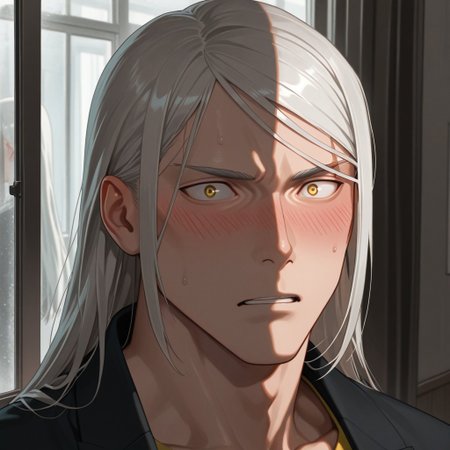 masterpiece, best quality, amazing quality, absurdres, newest, detailed background, definition so sharp, Ultra-HD, 8K cinematic, very awa, impressionate, amazing quality, highres, 
solo, male focus, manly, shadow, shiny skin, mature male, extream close-up, soft coloring,
mitsuhisahachiya, mitsuhisa_grey hair, mitsuhisa_yellow eyes, 1boy, long hair, scar across eyebrow, lewd, nsfw, voyeurism, caught_in_the_act, peeking, window_view, exposed_from_behind, surprised, shocked_expression, masturbating, public_sex, hiding, blushing, unaware_of_viewer, private_moment