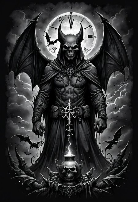 inksketch,
Beautiful with hour glass figure  Extremely Evil diabolical sinister satanic demonic occult, T-shirt design, aggressive flying bat holding wwii bomb, dark sky