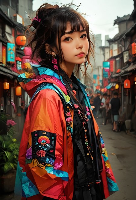 score_9, score_8_up, score_7_up, realistic skin texture, HD32k, detailed photorealistic picture, HD32k, stunning japanese woman, pureerosface_v1, FFDAC,  colorful BREAK photography