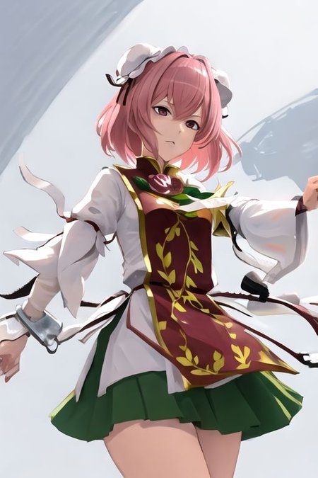 solo_focus, 1girl, ((white background, simple background)):2, (((masterpiece))), ((best quality)), ((ultra-detailed)), high resolution, absurdres, highres, ultra-detailed 8k unity wallpaper, 
ibaraki kasen,
