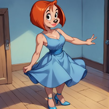 score_9, score_8_up, score_7_up, score_6_up, score_5_up, score_4_up, BREAK, <lora:Debbie_Dune:0.7>, debbie dune, 1girl, solo, wearing dress, orange hair, short hair, animal nose, black eyes, indoors, dynamic pose, smile, high heels, lips, lipstick,  <lora:RealisticAnime:1>, furry female, furry,