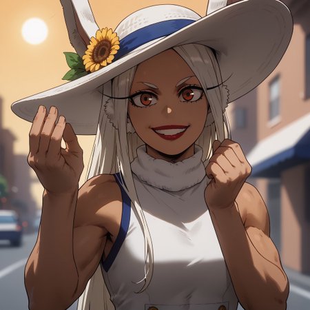 score_9,score_8_up,score_7_up,Mirko, dressed like an american  turist, a camera hanging at her chest, sun hat, ,solo:1.7, looking at viewer, italian city,  on the street, Style-Italy,mammamia, pinched hand pose, lipstick, smilig, happy,