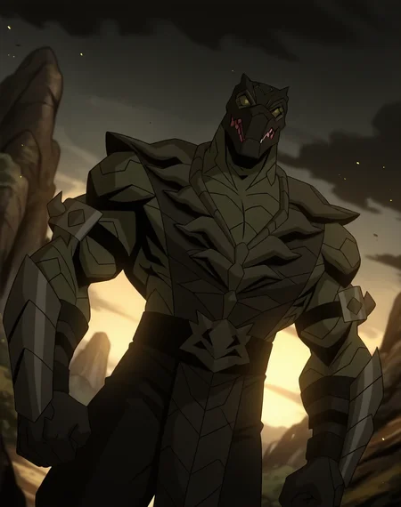 <lora:Reptile_(Mortal_Kombat_Legends_Scorpion's_Revenge)_(Illustrious)_(AD):1.35> Reptile_MK, muscular, Mortal Kombat, 
dutch angle, exterior, monumental architecture, wasteland, dark night sky with black clouds, mountains, ancient Asian stone ruins, 
male focus, gradient coloring, villain, cowboy shot, 
BREAK very awe, aesthetically pleasing, masterpiece, best quality, amazing quality, very aesthetic, perfect depth of field shot, in'ei, source_furry, furry_art, 
Smooth Quality, lazympos, IllustQualXL_Pos,