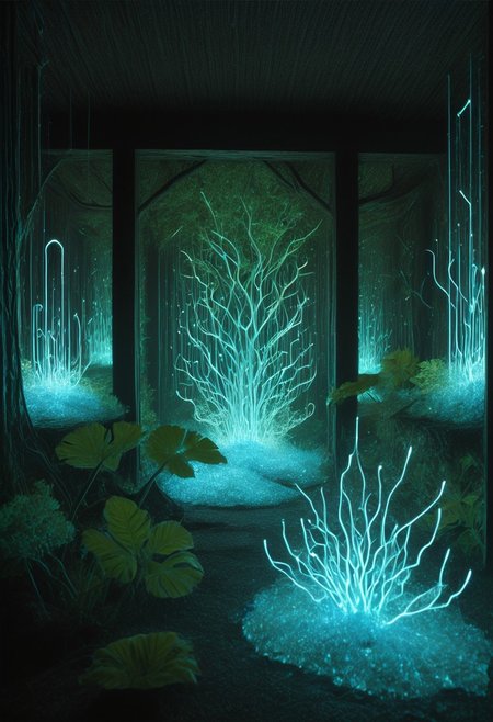 (Theme: Bioluminescent World). Craft and conquer a glowing masterpiece in a world alive with bioluminescence.