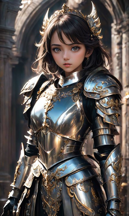 Masterpiece, A wonderful realistic hyperdetailed 8k hd movie shot of a lifelike real human anime girl wearing dressed in steel plate armor with ornate and elegant clothes that is beautifully cut into the face. dramatic lighting, cinematic composition, magical, fantasy, octane render, artstation, deviantart, pinterest, taken with polaroid kodak <lora:Fast:0.1>