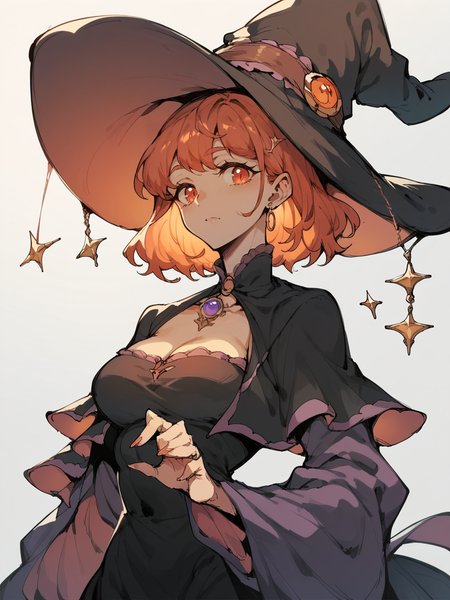 score_9, score_8_up, score_7_up, score_6_up, score_5_up,  <lora:DemizuPosukaXLP:0.7> demizuposuka, 1girl, curvy, dress, cute, solo, portrait, witch