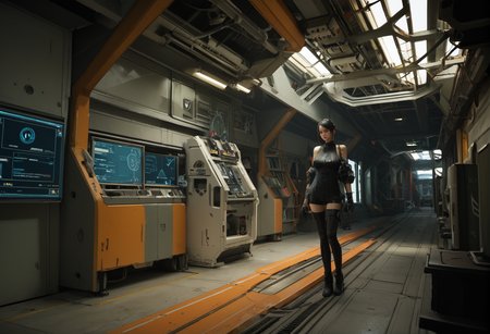 ,ruanyi1324,science fiction,<lora:1324 science fiction_v1_pony:1>, score_9,score_8_up,score_7_up,,8k,1girl,solo,,